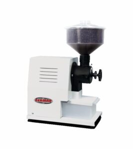 Imagen del Molino de Café BM-03 con disco de acero al carbono y estructura con pintura epóxica, ideal para moler café y otros granos con alta precisión.