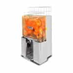 Exprimidora de naranjas VMJ-25 en acero inoxidable, mostrando su diseño moderno y capacidad de procesamiento de 25 naranjas por minuto.