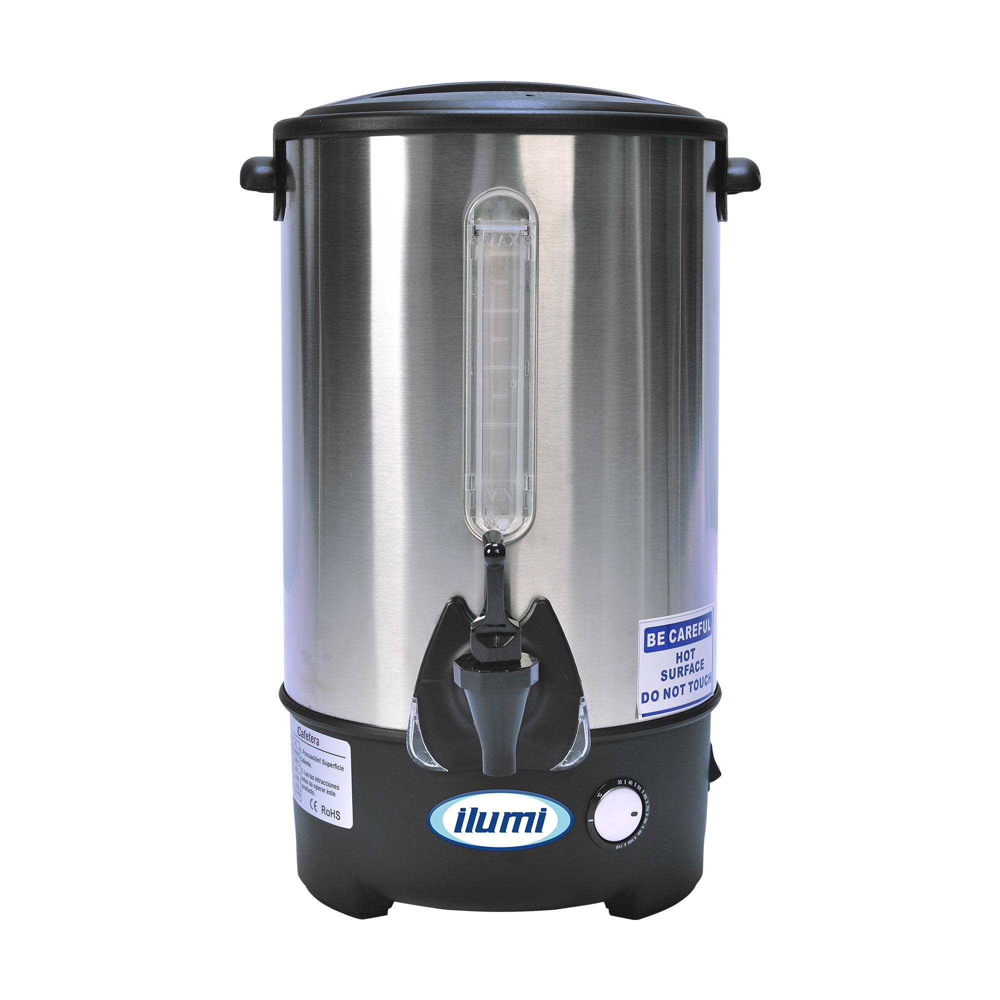 Cafetera electrica comercial Ice-20 de la marca Ilumi de 15 litros de capacidad con percolador.