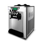 Máquina de helado soft de 30 litros/hora con 3 manijas abatibles, modelo VSP-30S, vista de costado
