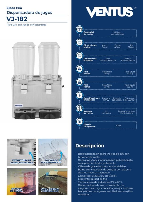 Máquina dispensadora de jugos VJ-182 - Imagen 8
