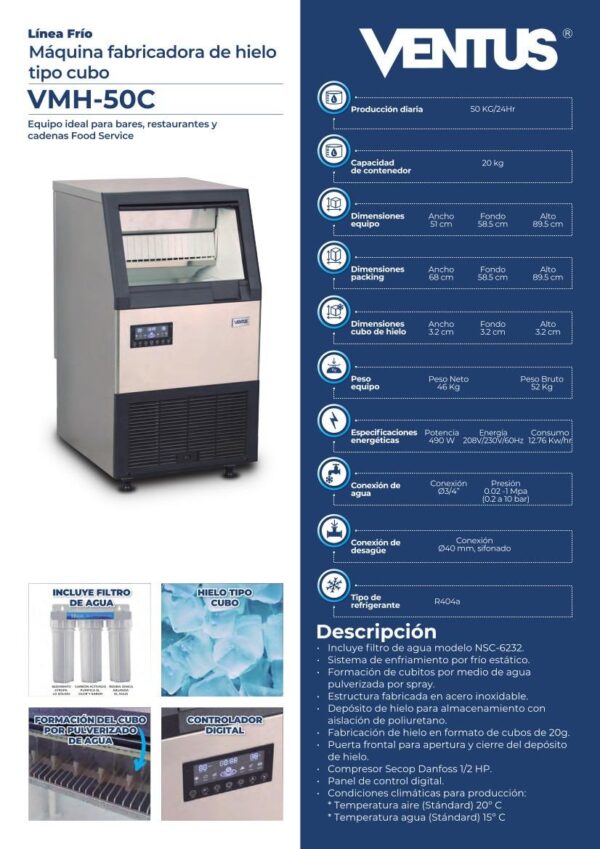Máquina de hielo VMH-50C – Hielo Fresco al Instante - Imagen 6