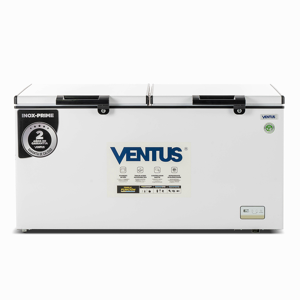 Congeladora de acero inoxidable Ventus CTD-520 INOX vista frontal