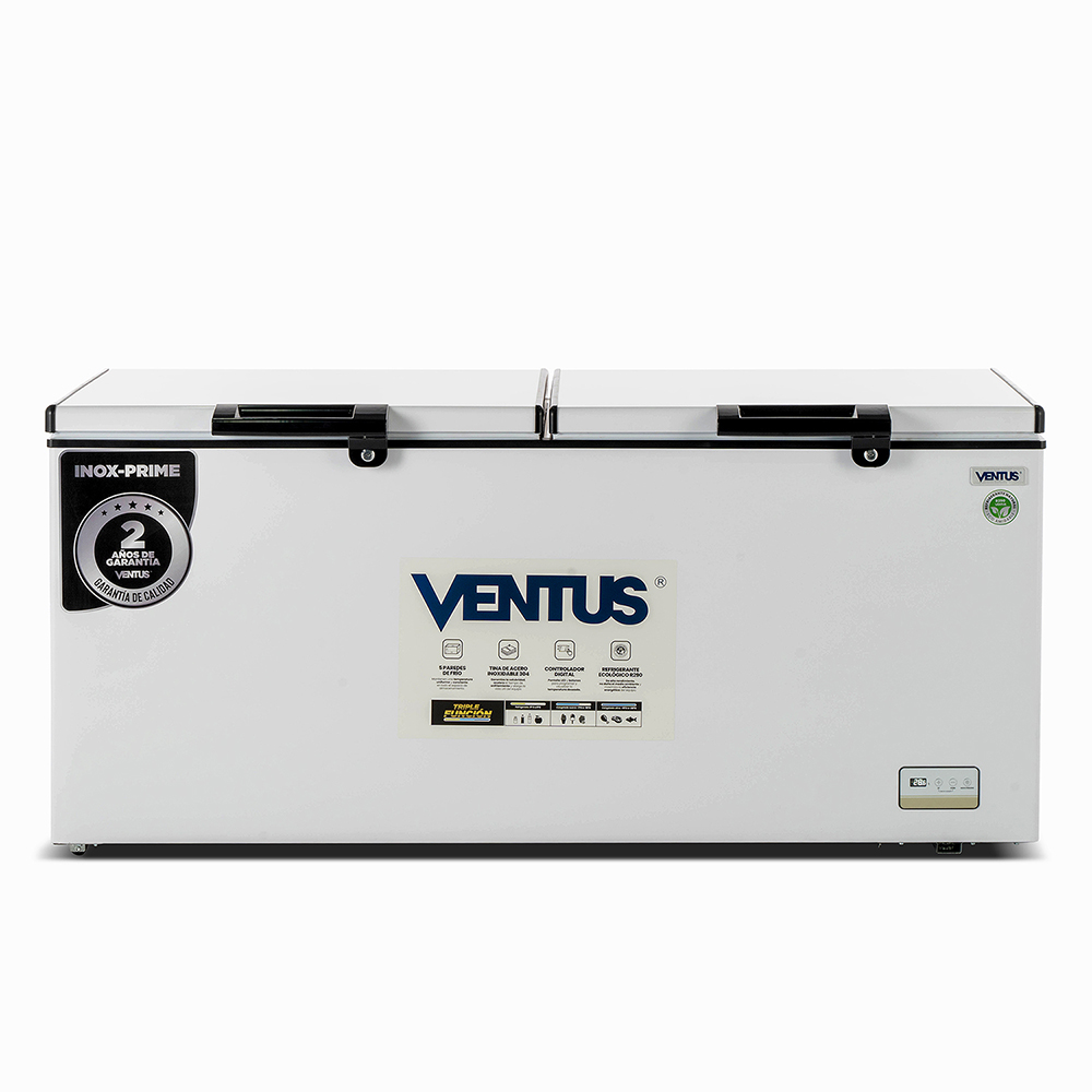 Congeladora de acero inoxidable Ventus CTD-600 INOX vista frontal