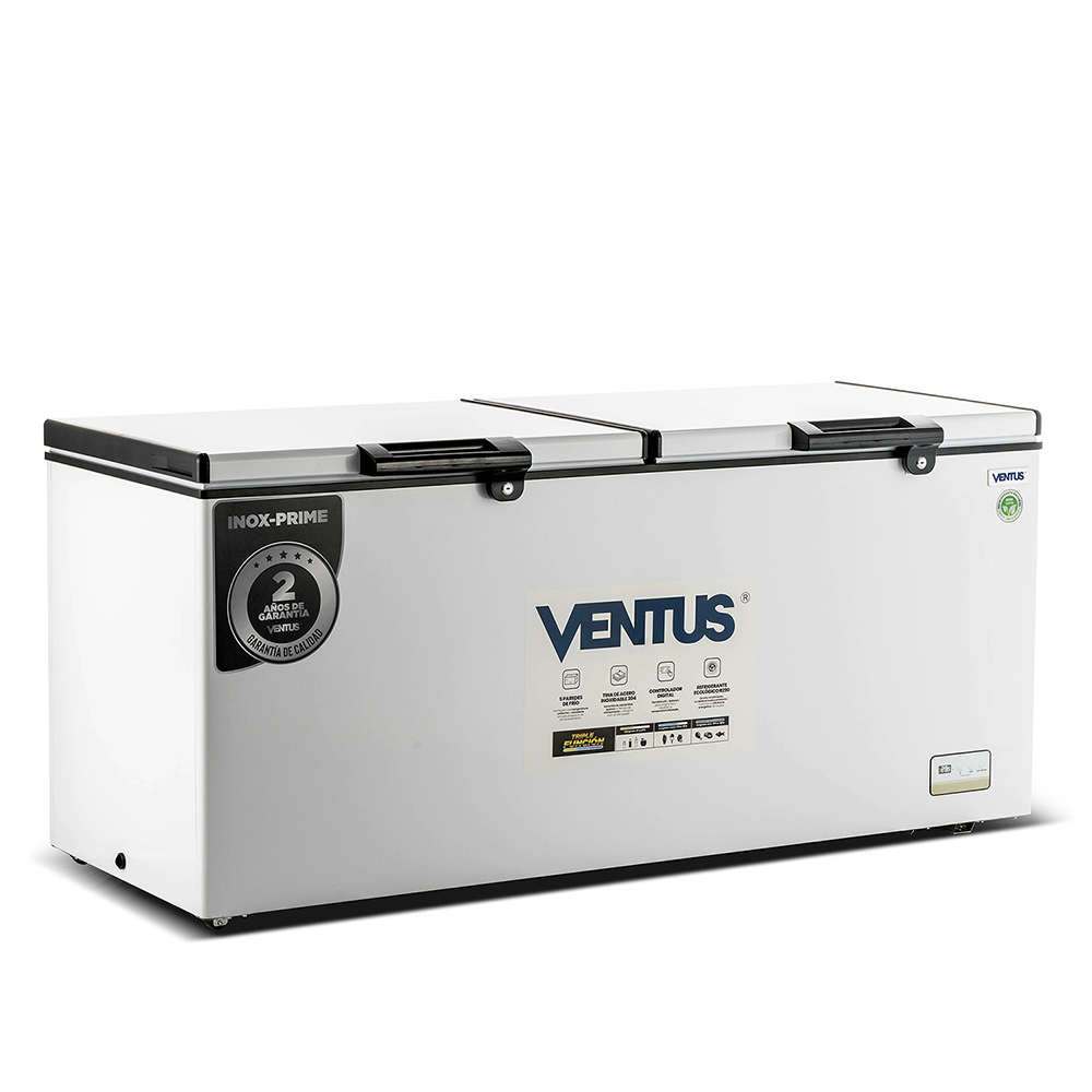 Congeladora de acero inoxidable Ventus CTD-600 INOX vista diagonal