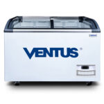 Congeladora Ventus CTV-520Q PRO, vista frontal con doble tapa de vidrio curvo