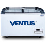 Congeladora Ventus CTV-620Q PRO, vista frontal con doble tapa de vidrio curvo