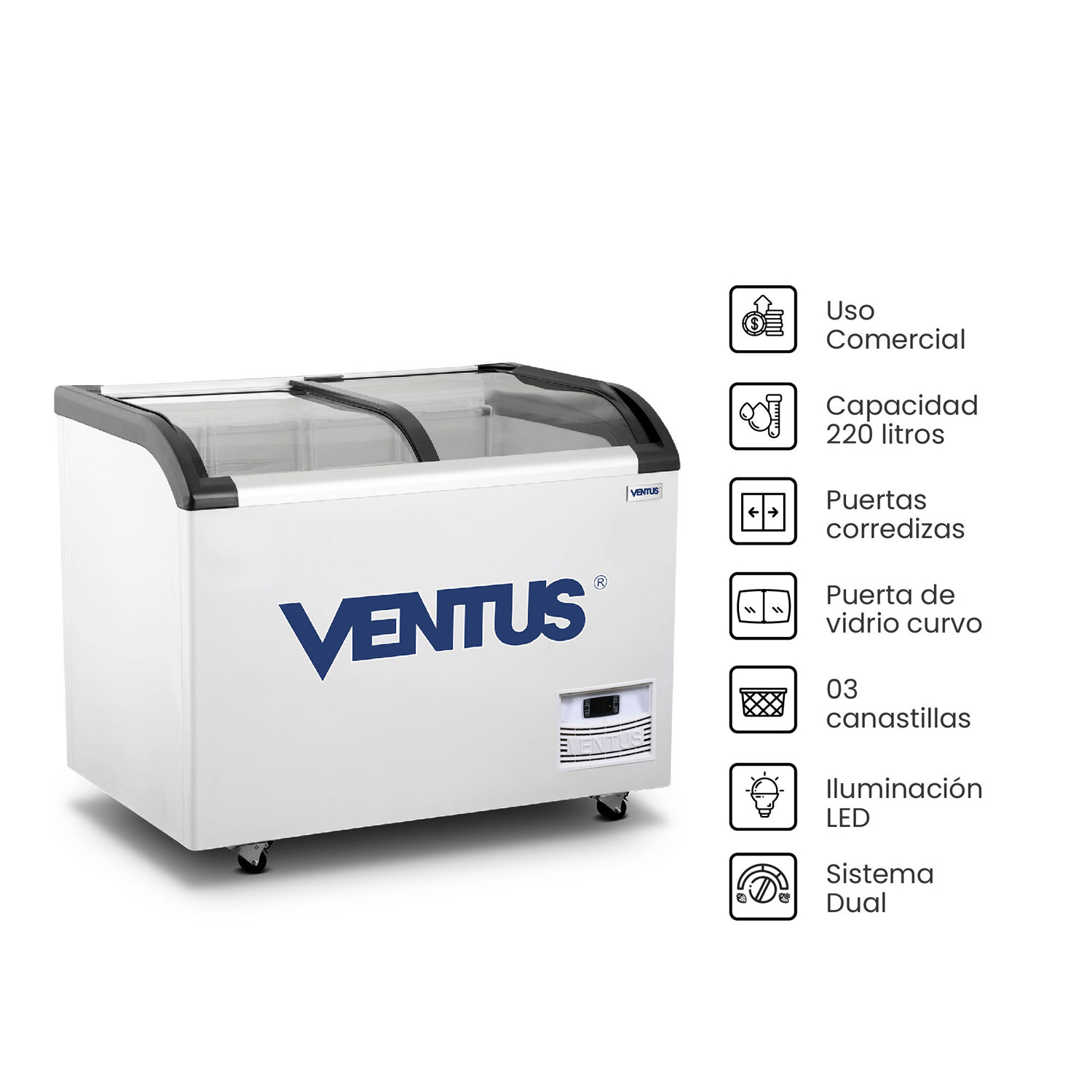 Congeladora Ventus CTV-220Q PRO de 200 litros con iluminación LED