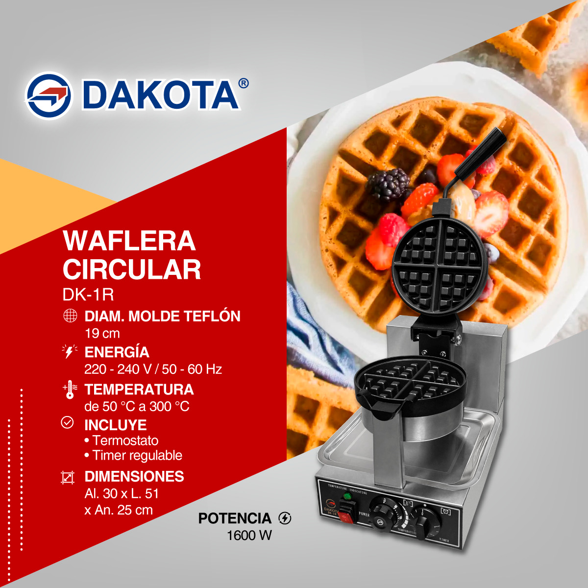 Ficha técnica Dakota DK-1R con potencia y temperatura