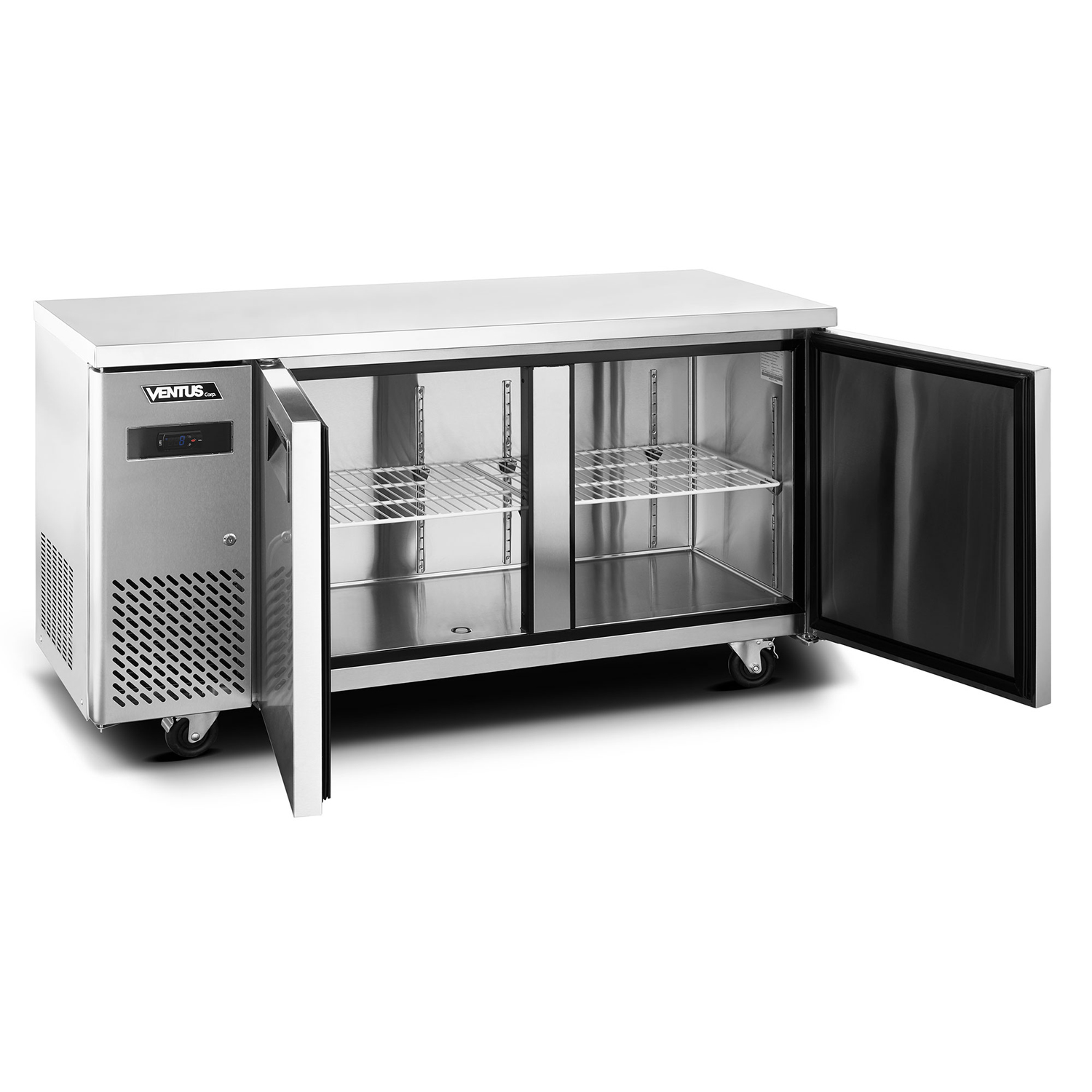 Mesón refrigerado de 2 puertas de acero inoxidable