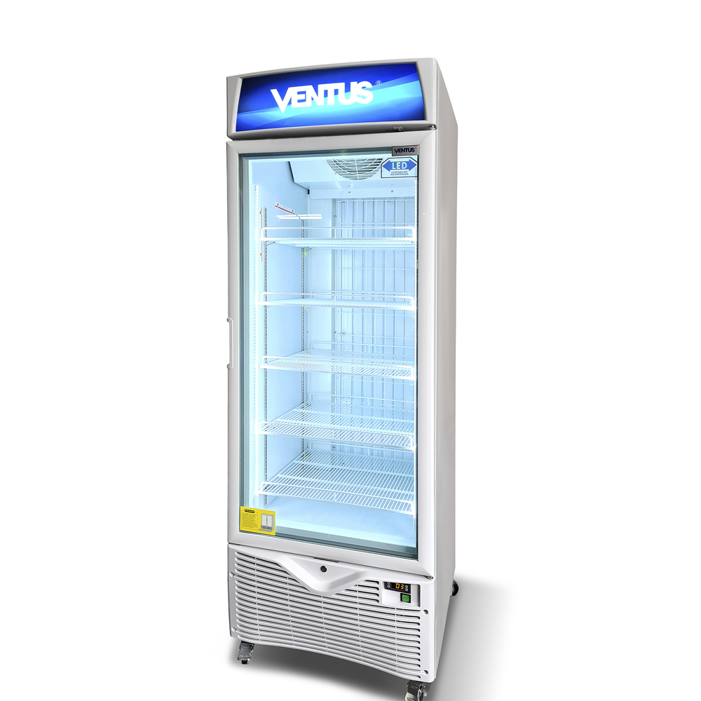 Visicooler Freezer Ventus VCF-480L vista diagonal con puerta abatible