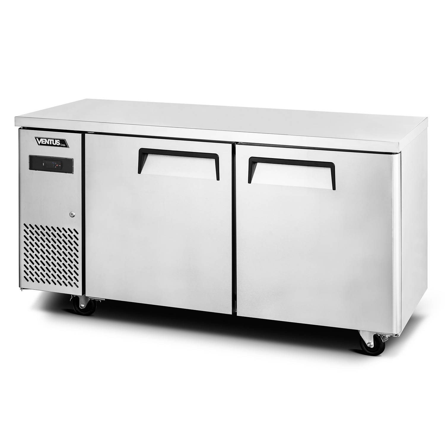 Mesón refrigerado de 2 puertas de acero inoxidable