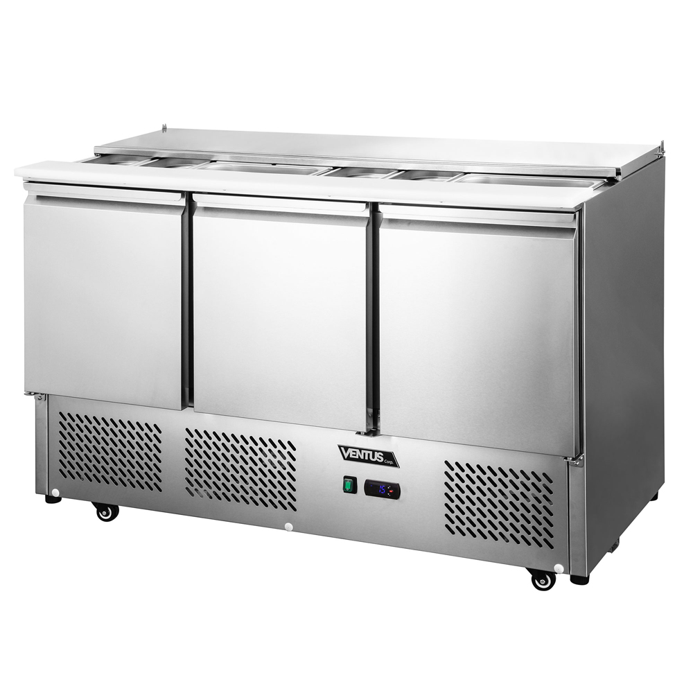 Mesa ensaladera refrigerada Ventus VMRSL-385 vista diagonal izquierda