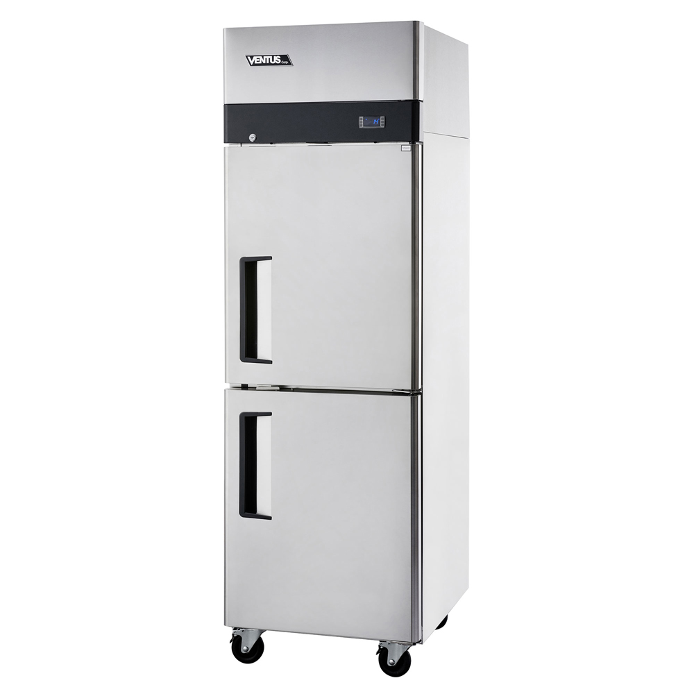 Refrigerador vertical de acero inoxidable Ventus VR2PS-600 vista diagonal izquierda