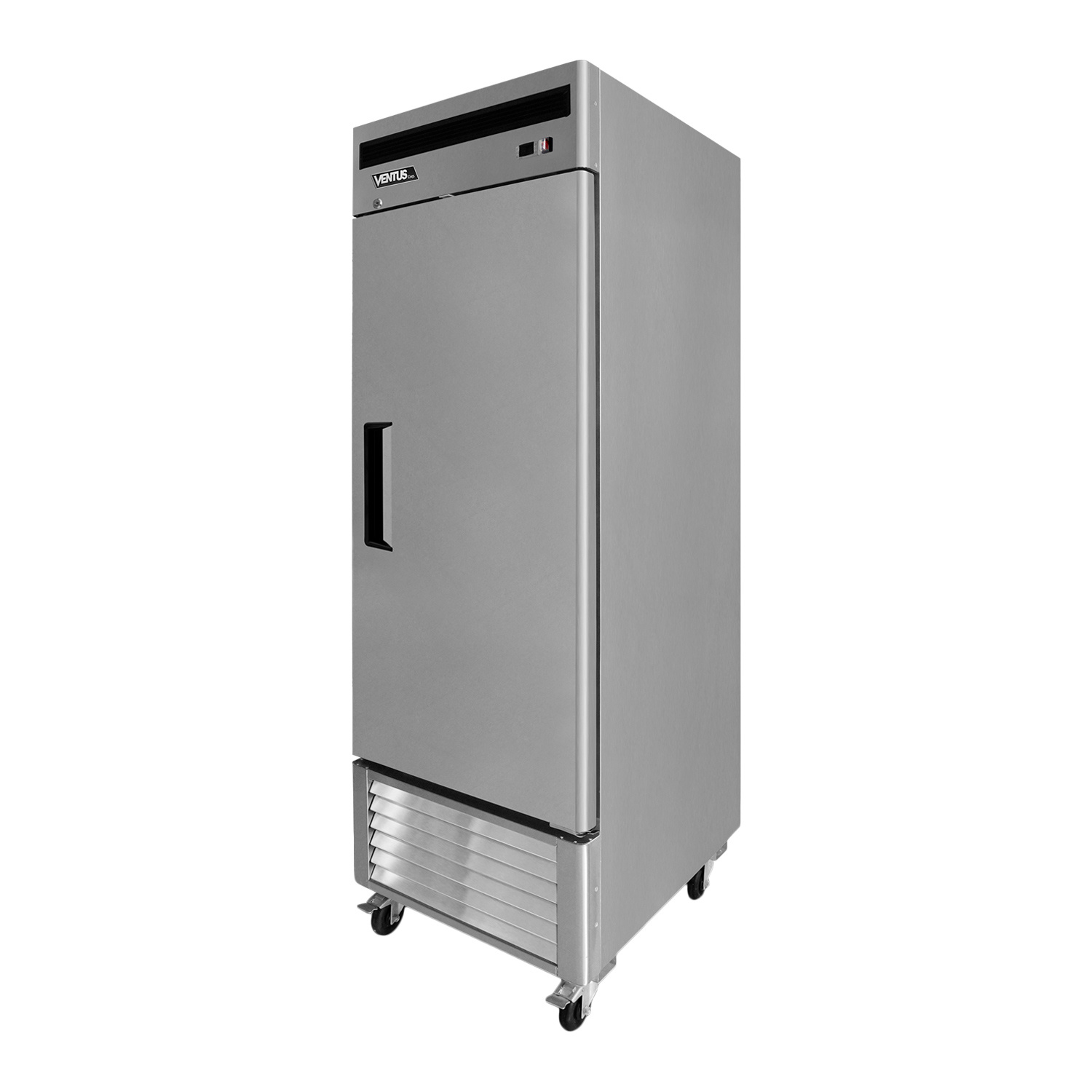 Refrigerador vertical de acero inoxidable, diagonal izquierda
