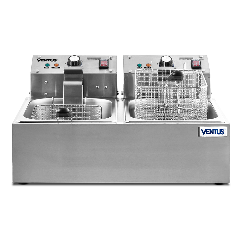 Freidora Eléctrica Ventus VFS-062 de sobremesa doble con depósito de 5.5+5.5 litros, vista frontal