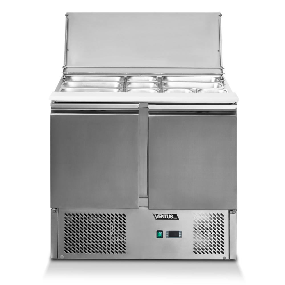 Mesa ensaladera refrigerada Ventus VMRSL-380 vista frontal