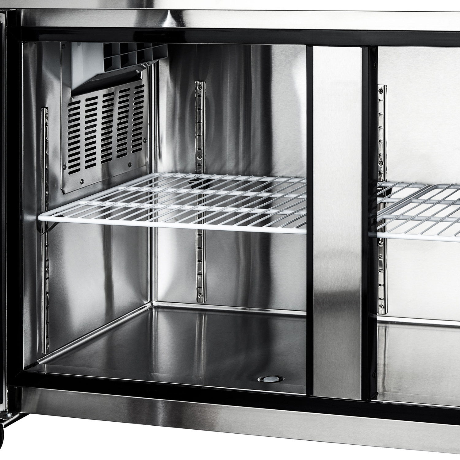 Mesón refrigerado de 2 puertas de acero inoxidable