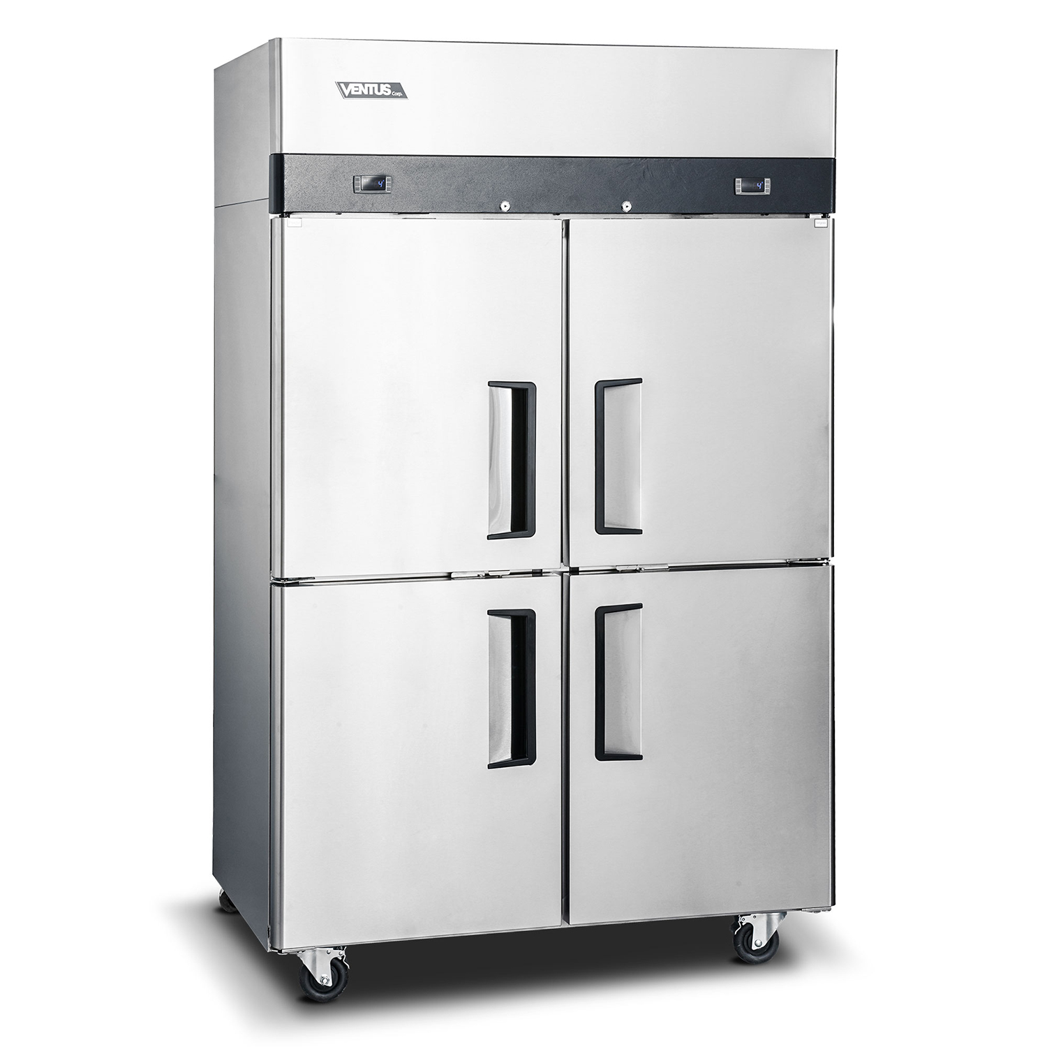 Freezer Ventus VF4PS-1000 con puertas abiertas y repisas