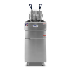 Freidora a Gas Ventus VFP-18L2 de pedestal con 2 canastillas y 18 litros, vista frontal