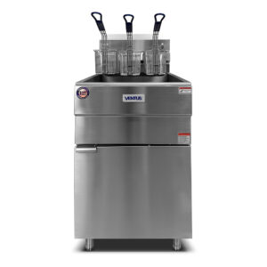 Freidora a Gas Ventus VFP-37L3 de pedestal con 3 canastillas y 37 litros, vista frontal