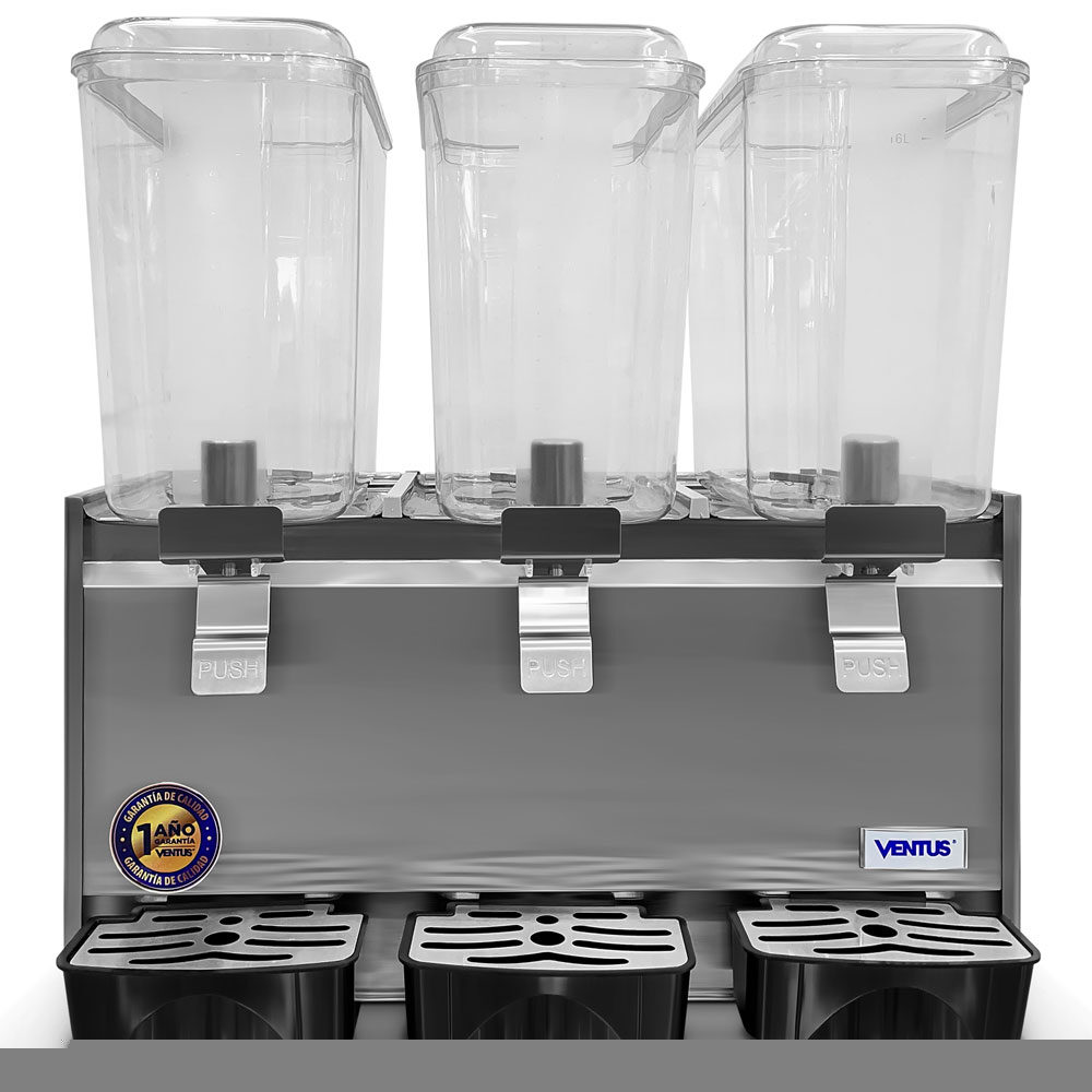 Dispensadora de jugos Ventus VJ-183 3 tolvas vista frontal