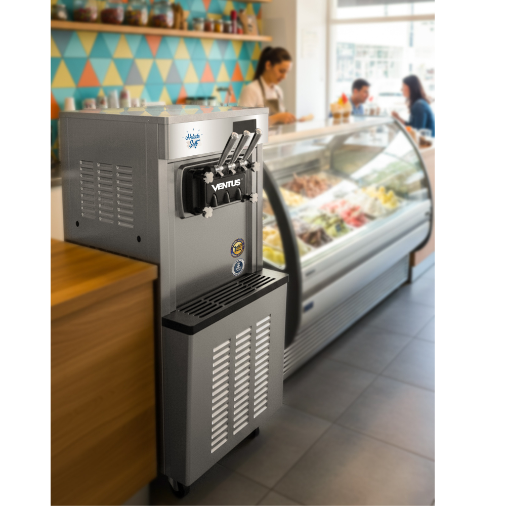 Máquina de helado soft Ventus VSP-25 FLEX ambientada en uso