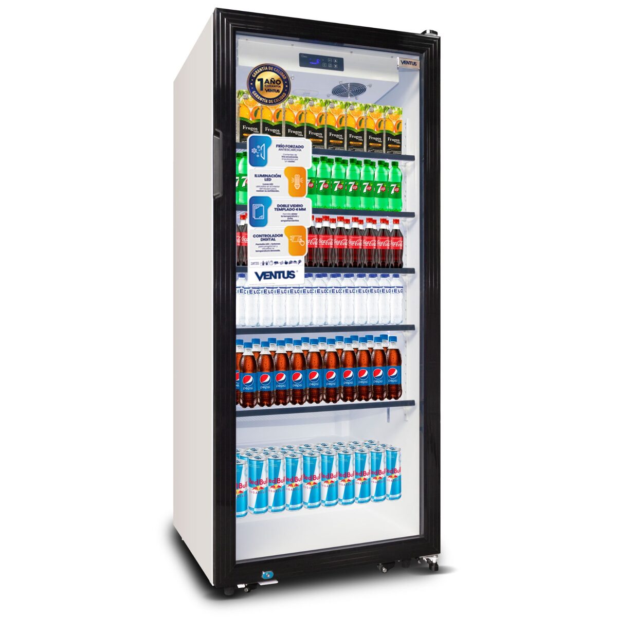 Interior del visicooler con repisas regulables y luz LED
