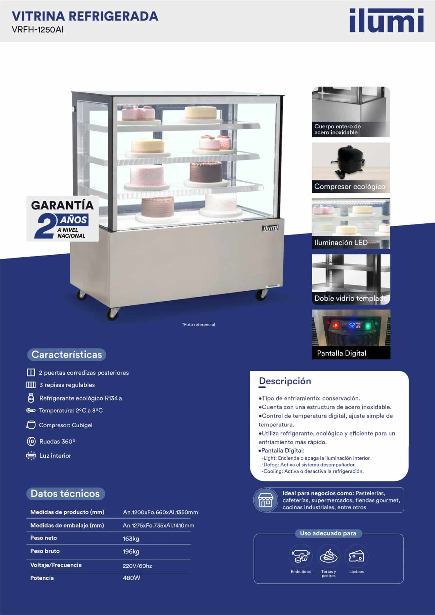 Vitrina refrigerada Ilumi VRFH-1250AI - Imagen 5
