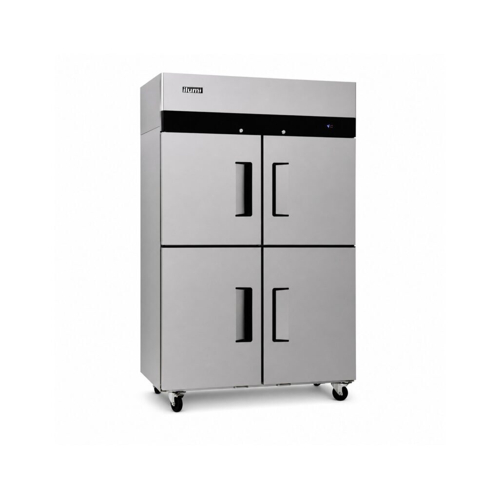 Congeladora vertical Ilumi AF-11004FC 1000 L de 4 puertas de acero inoxidable