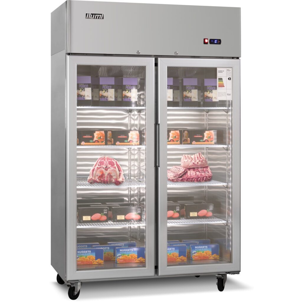Congeladora vertical Ilumi GD-11002FC 1000 L armario frigorifico de acero inoxidable