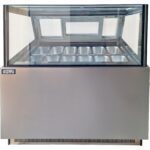 Congeladora para helados Ilumi ICL-1200SQ de acero inoxidable con tapa de vidrio