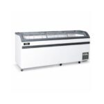Congelador tipo isla Ilumi IF-700WHCL 700 L con tapa de vidrio templado