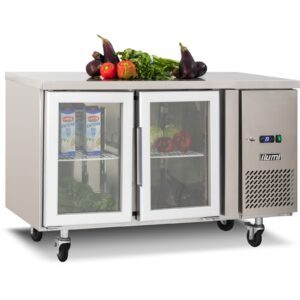 Mesa refrigerada Ilumi MG-2GD 280 L de 2 puertas de vidrio