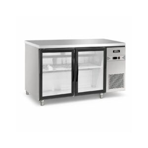 Mesa refrigerada Ilumi MG-2GD-S con fondo blanco