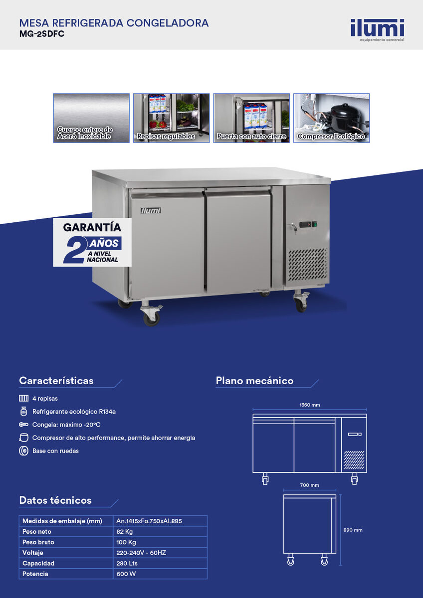 Congeladora Ilumi MG-2SDFC 280 L ficha técnica