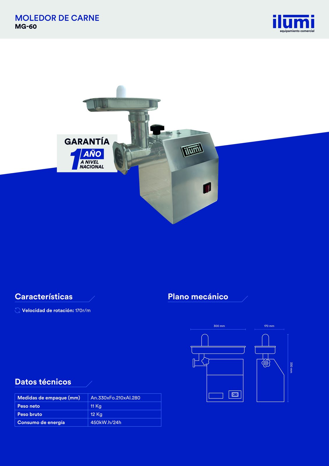 Moledora de carne Ilumi MG-60 ficha técnica