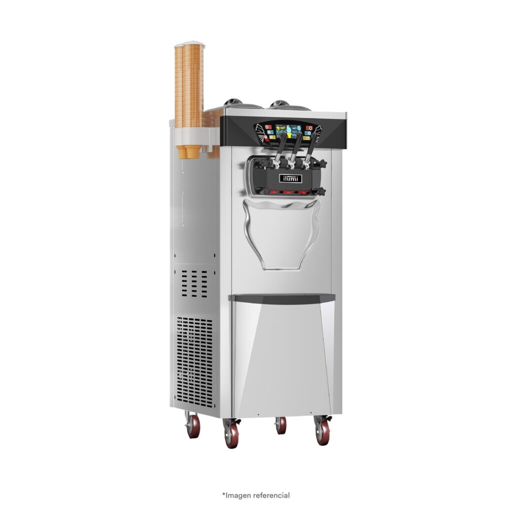 Máquina de helado soft Ilumi MHS-30PC con fondo blanco