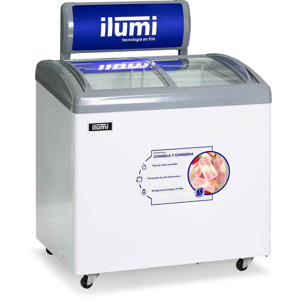 Congeladora con tapa de vidrio Ilumi TF-2600 260 L