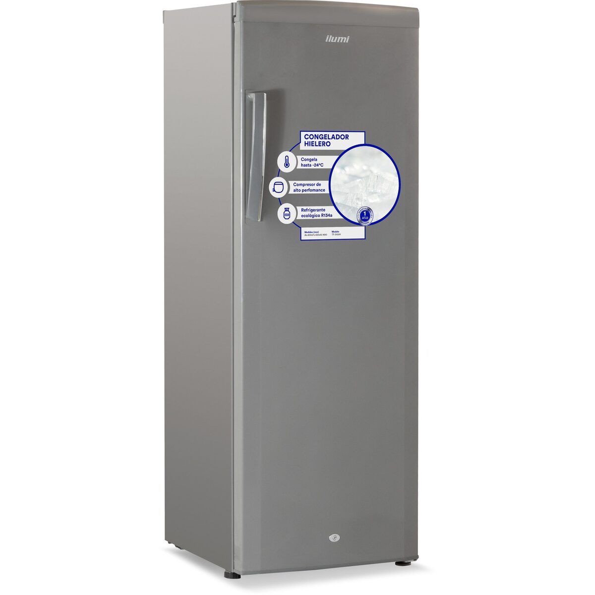 Congeladora vertical Ilumi TF-3100H 310 L de acero inoxidable