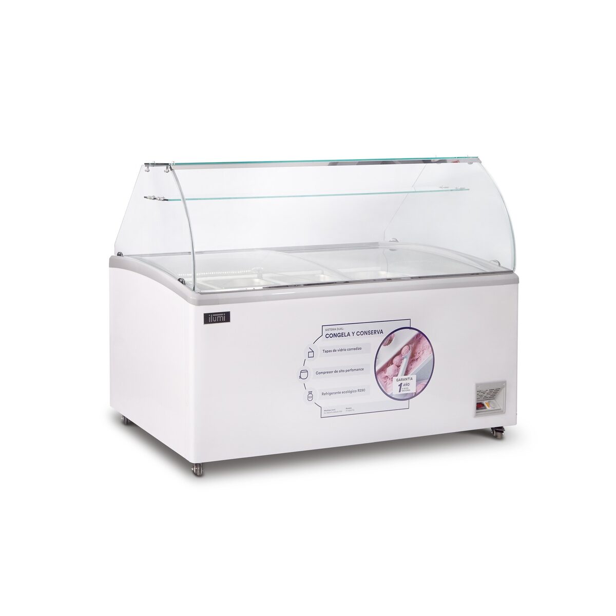 Congelador para helados con tapa de vidrio Ilumi TF-5200TG 520 L
