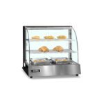 Vitrina caliente Ilumi VCM-66 de acero inoxidable con empanadas y pasteles