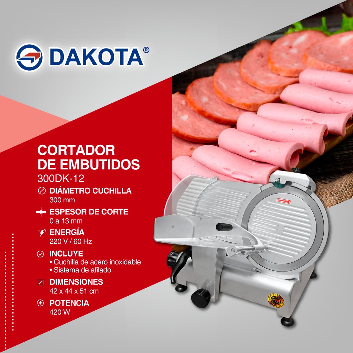 Cortadora de Embutidos Dakota 300 DK-12 ficha o flyer tecnico