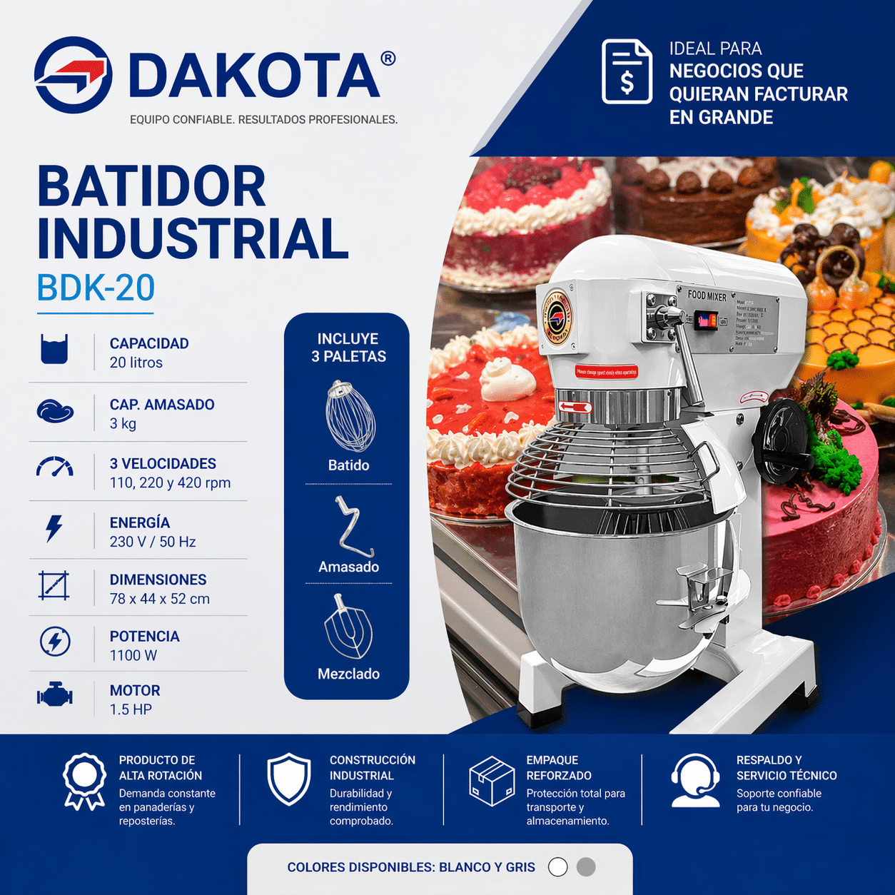 Batidora Industrial Dakota BDK-20 ficha o flyer tecnico