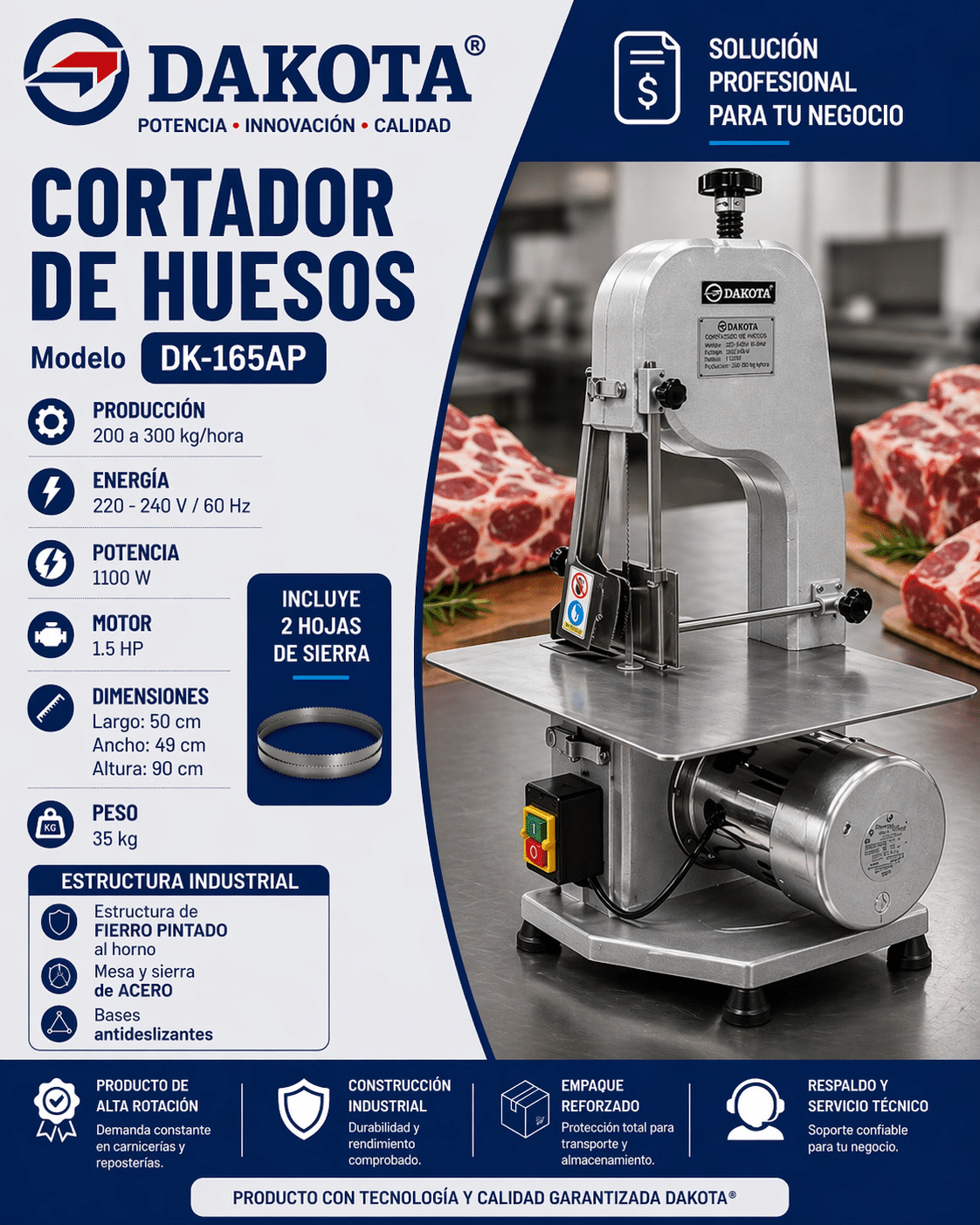 Sierra Cortadora de Huesos Dakota DK-165AP ficha o flyer tecnico