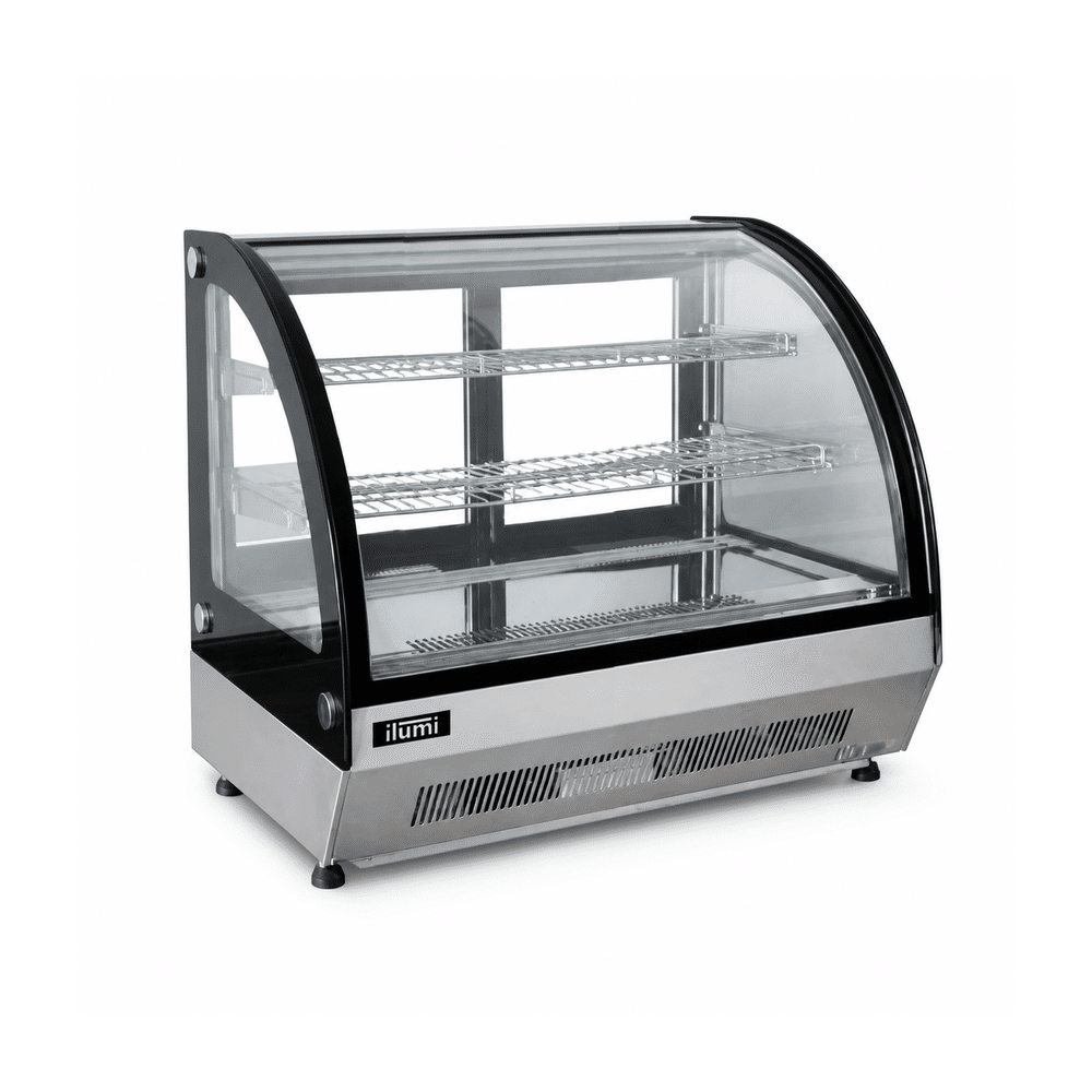 Vitrina refrigerada Ilumi VRD-75CT de 100 L con frente de doble vidrio curvo templado